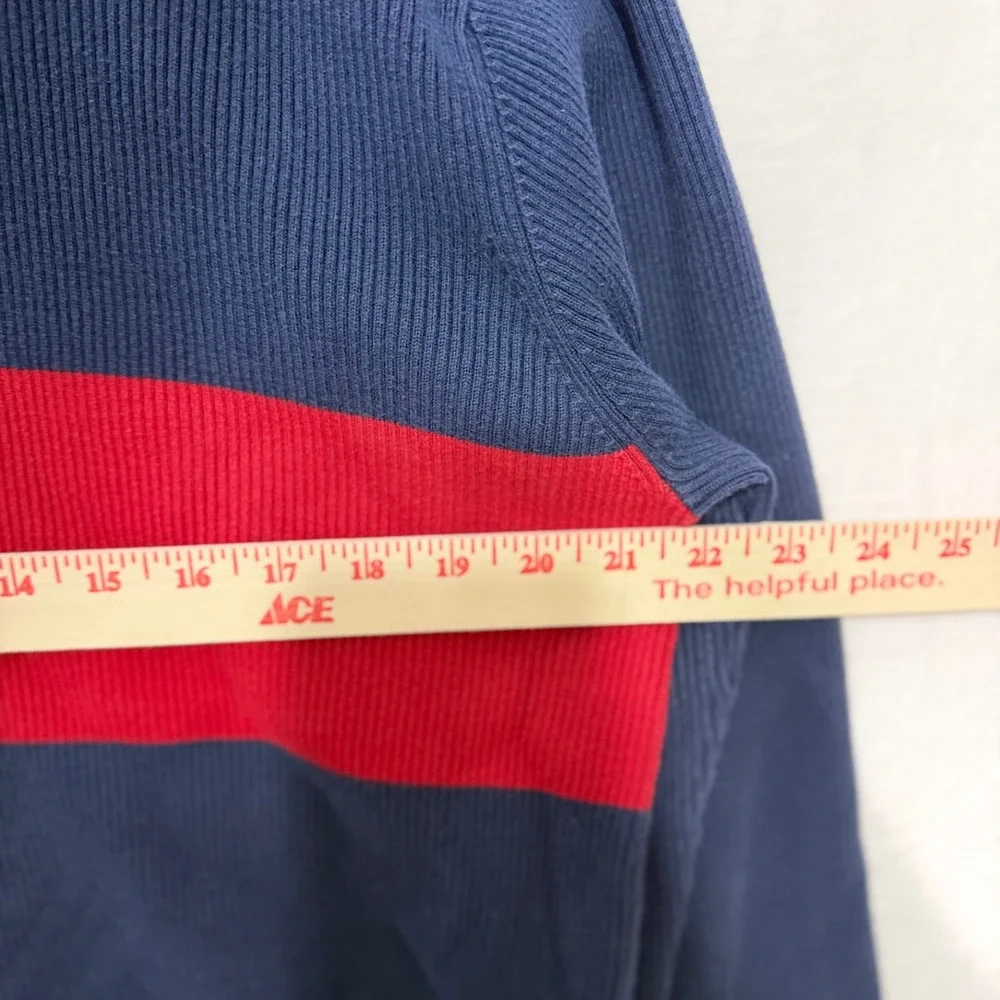 Polo Jeans Co Ralph Lauren Sweater Mens‎ L Blue Red Excellent Ribbed Cotton